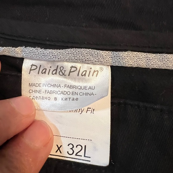 Plaid & Plain Men's Stretch Dress Pants Slim Fit Skinny 34W x 32L Black NEW 34 - Picture 10 of 11